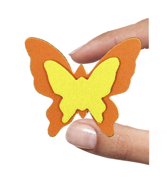 (1 pezzo) Sagoma in neoprene "Farfalla" - Giallo e arancio - Clicca l'immagine per chiudere